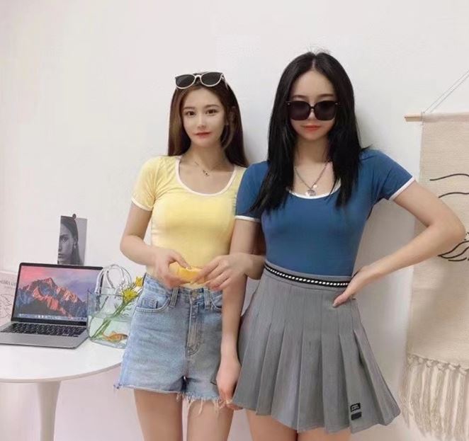 Áo Thun Nữ Basic Ôm Body Cổ Tròn Ngắn Tay Nhiều Màu Chất Liệu Cotton Co Giãn