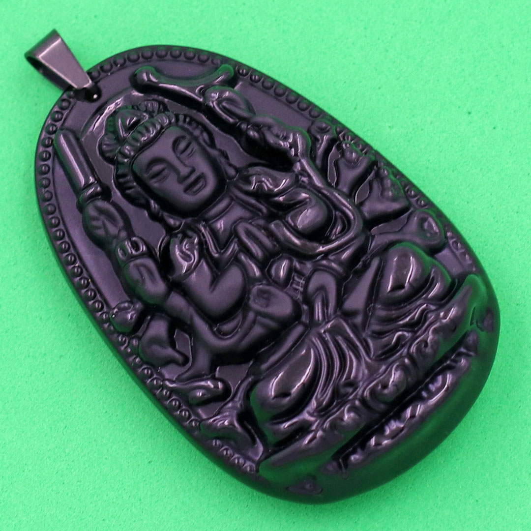 Mặt dây chuyền Thiên Thủ Thiên Nhãn đen 3.6 cm kèm hộp nhung