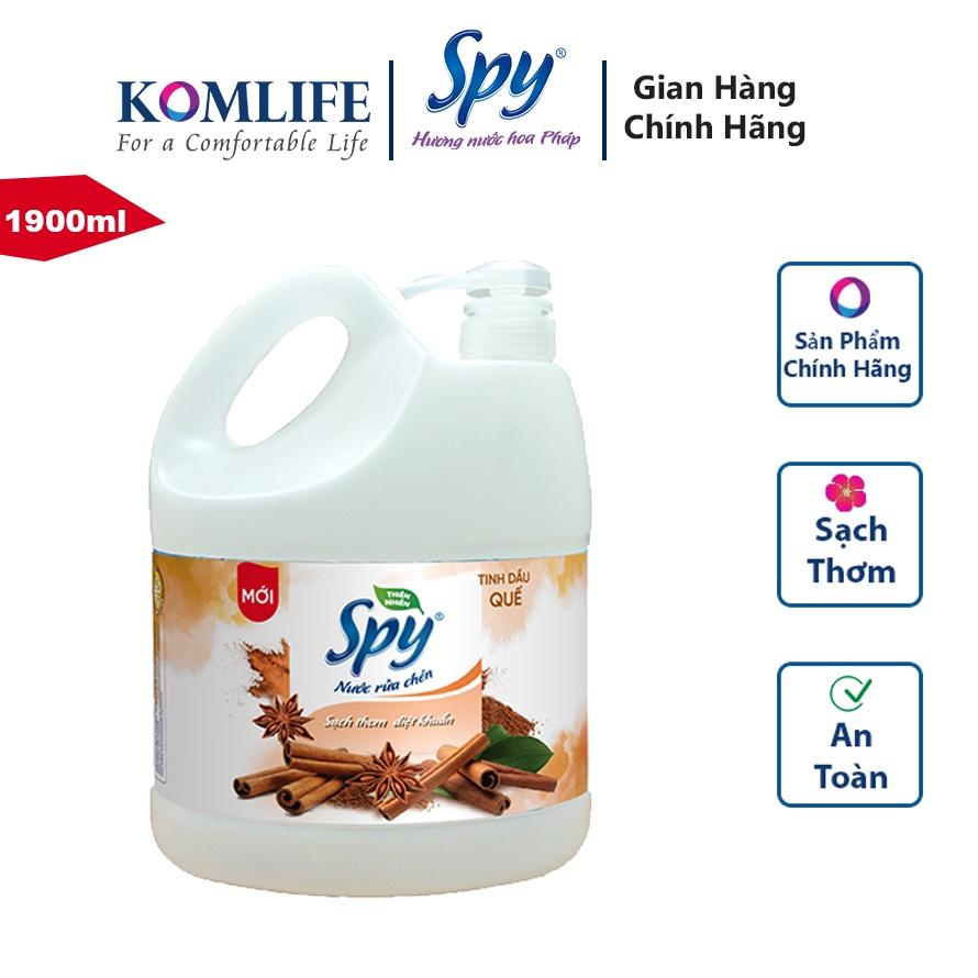 Nước rửa chén bát có vòi SPY thiên nhiên 1900 ml hương Quế, hương Gừng Sả thơm dịu nhẹ