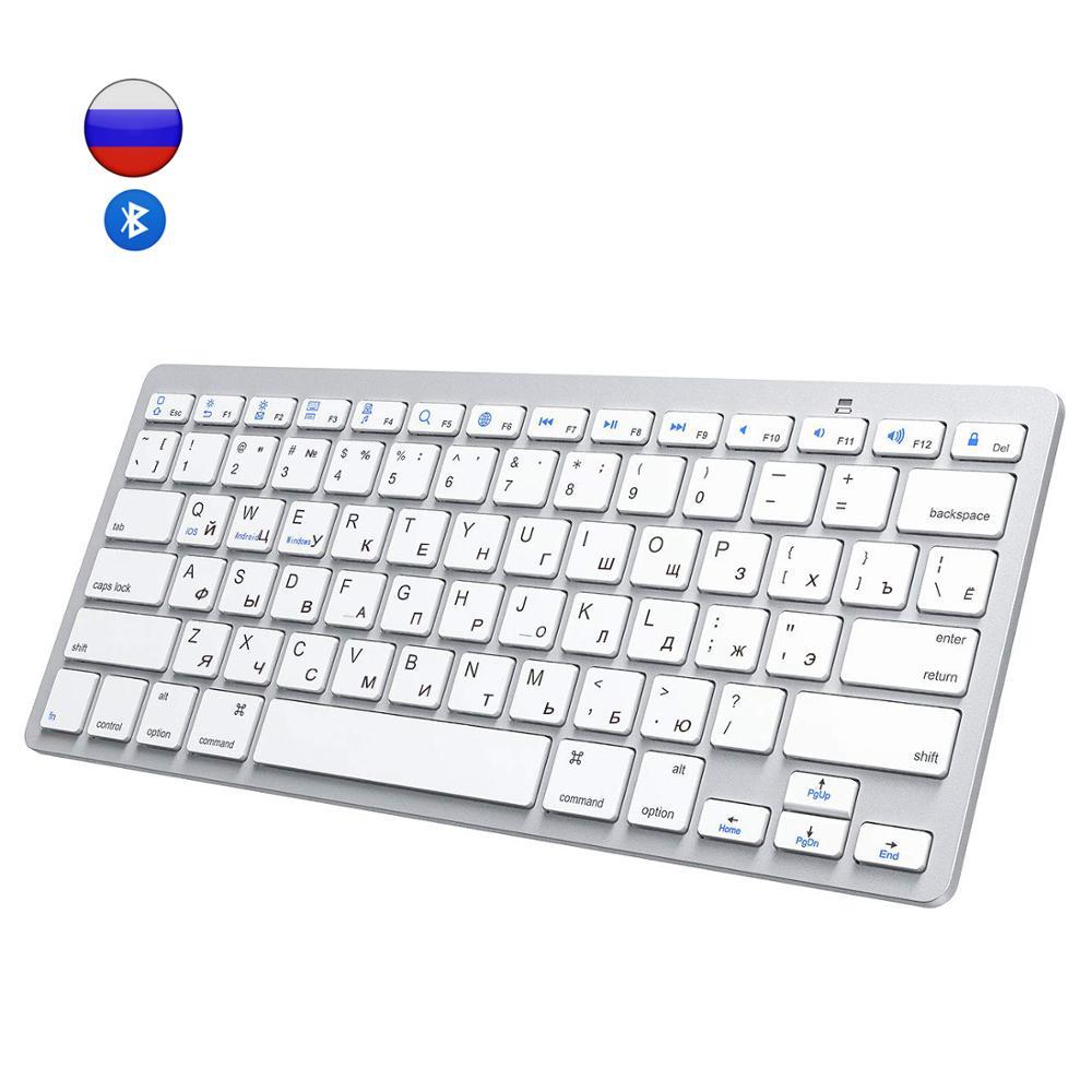 Nga & Tiếng Anh Bàn Phím Bluetooth Không Dây Nga Bàn Phím Siêu Mỏng Tắt Tiếng Mạc iPad iPhone IOS Android Windows Smart Tivi
