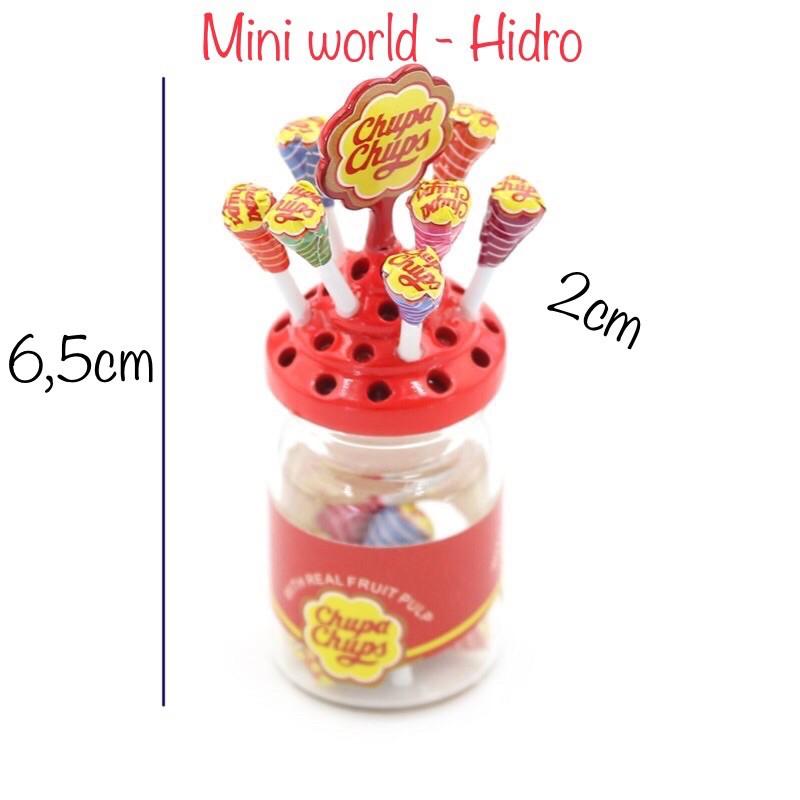 Mô hình hũ kẹo mút chupa chups mini tí hon tỉ lệ 1/12 trang trí nhà búp bê