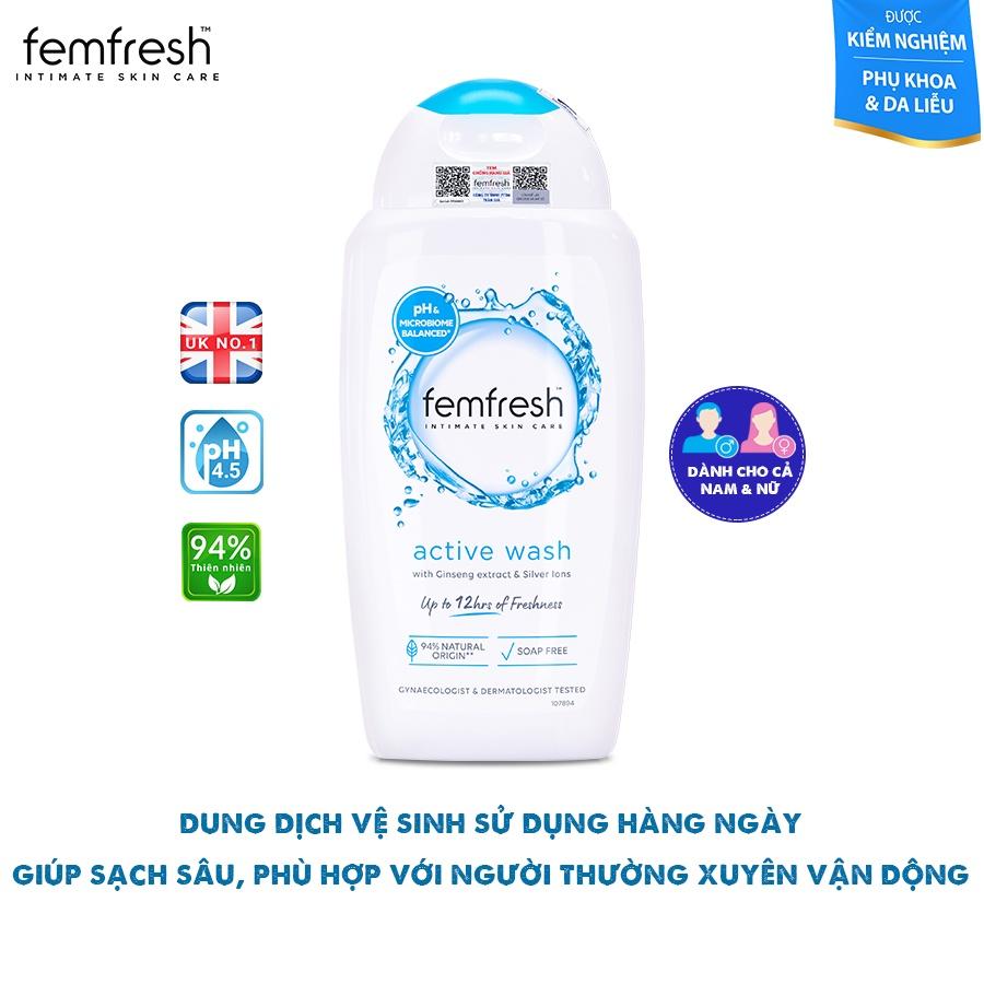 Dung Dịch Vệ Sinh Nam Nữ Cho Người Ưa Vận Động Giúp Sạch Thơm Femfresh Active Fresh Wash 250ml UK