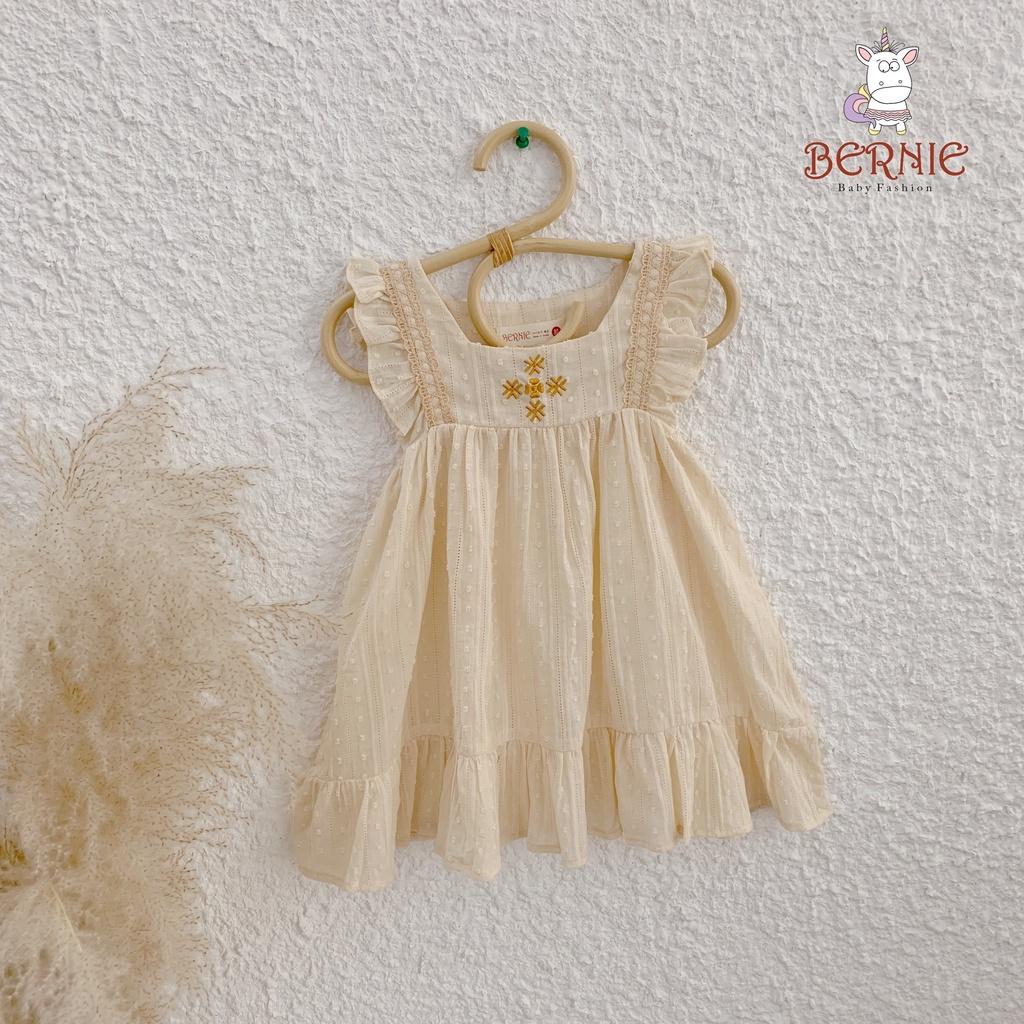 Váy hè cho bé gái 9m-6 tuổi sát nách phối ren, Đầm babydoll trẻ em vải cotton ren nhẹ thoáng mát