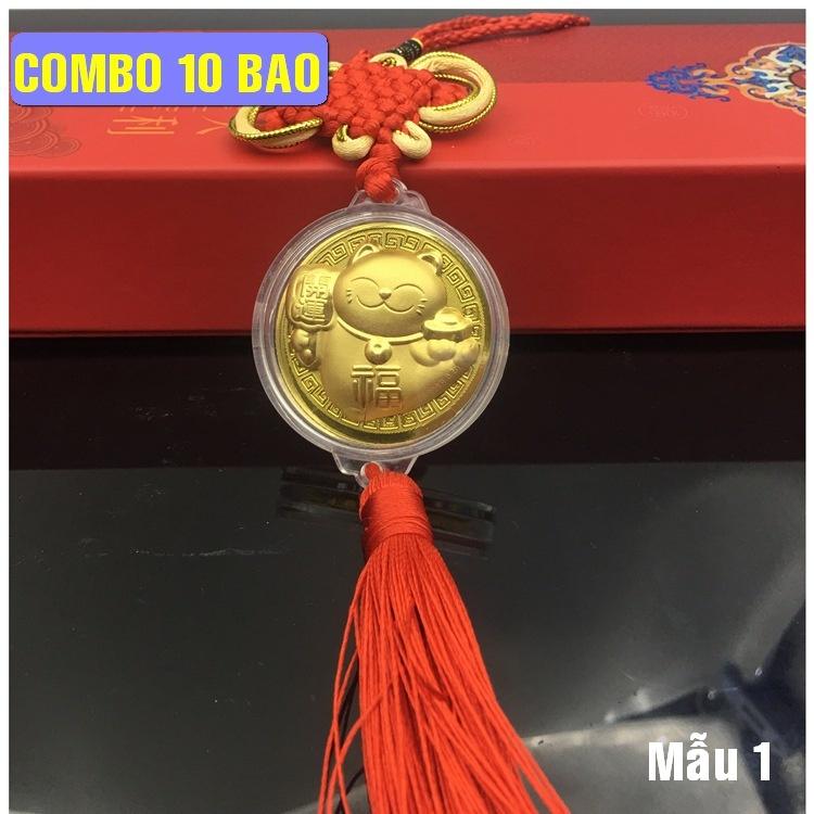 Combo 10 dây treo Xu hình con Mèo Vàng , Treo ô tô, cửa nhà, xe đạp. Làm quà tặng dịp Lễ, Tết - Mẫu 1 - PASA COLLECTION