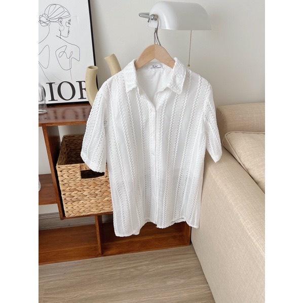 Áo sơ mi ren 2 lớp tay lỡ cổ đức siêu hot hàng Quảng Châu loại 1