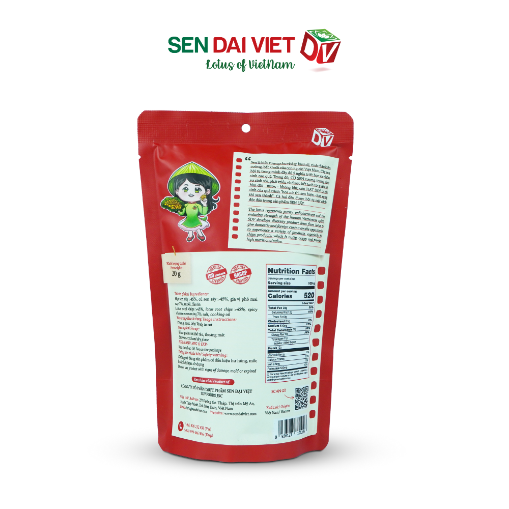 Sen Sấy Vị Phô Mai Cay- Sen Sấy Giòn Tan, Vị Cay Nồng Nàng, Phô Mai Béo Ngậy, ĐV- Sen Đại Việt- Gói 30g