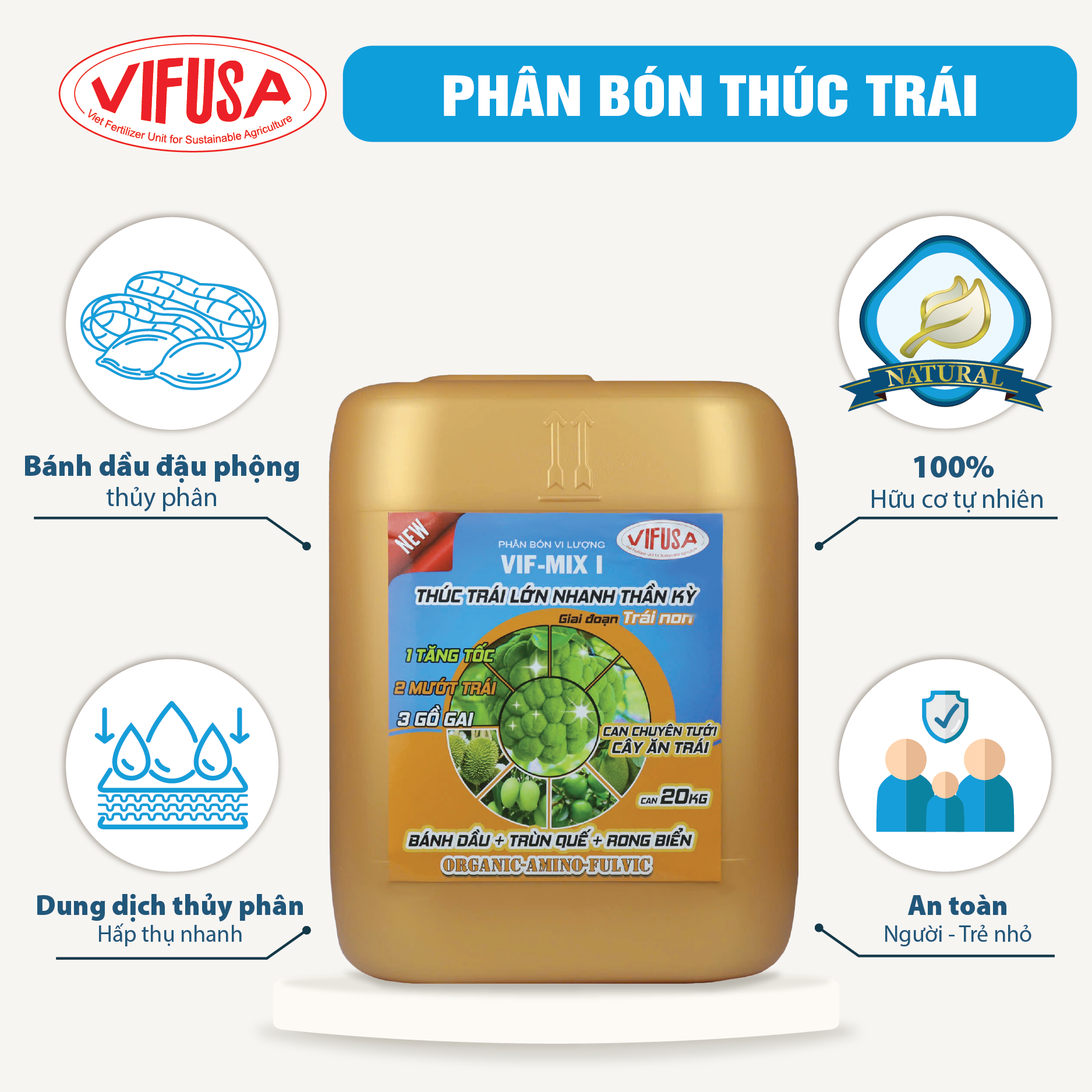 VIF-MIX I - Phân bón Thúc trái can 20kg
