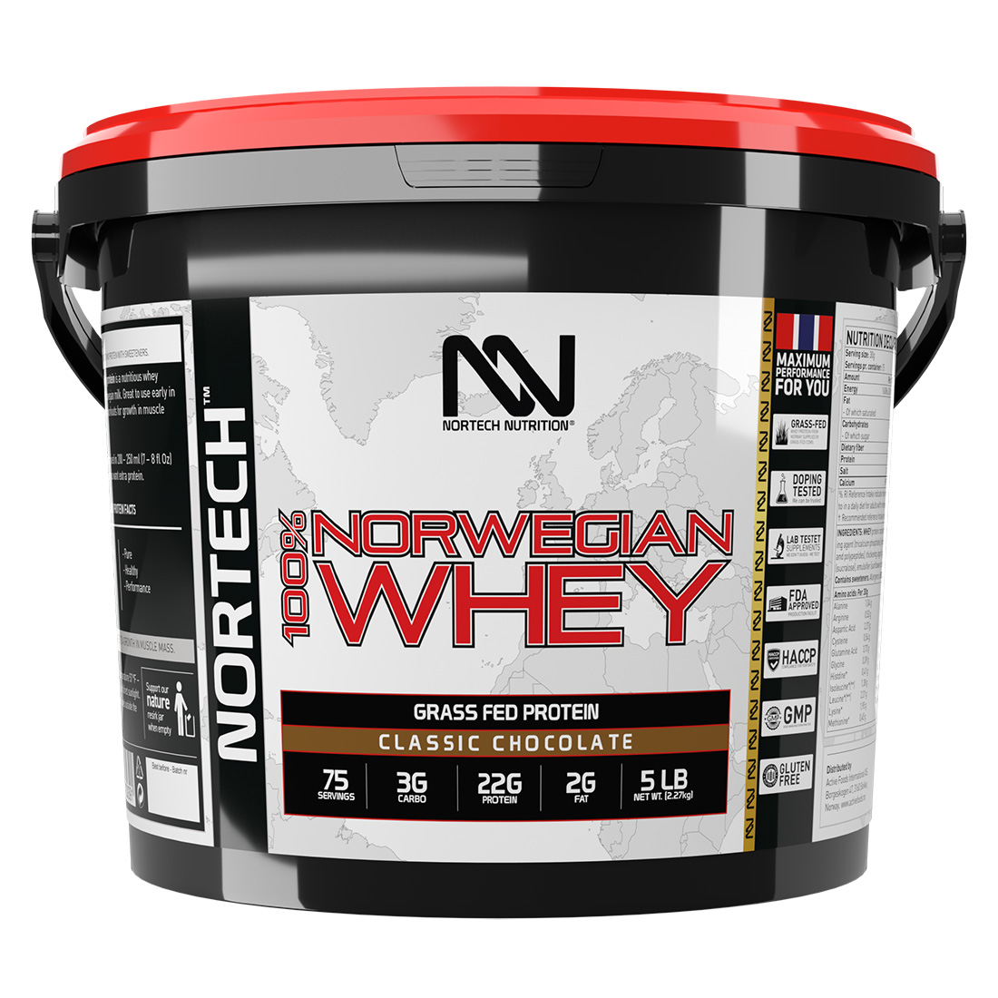 Nortech 100% Norwegian Whey Sữa Hỗ Trợ Tăng Cơ Giảm Mỡ, 22g Protein, Nhập khẩu Na Uy