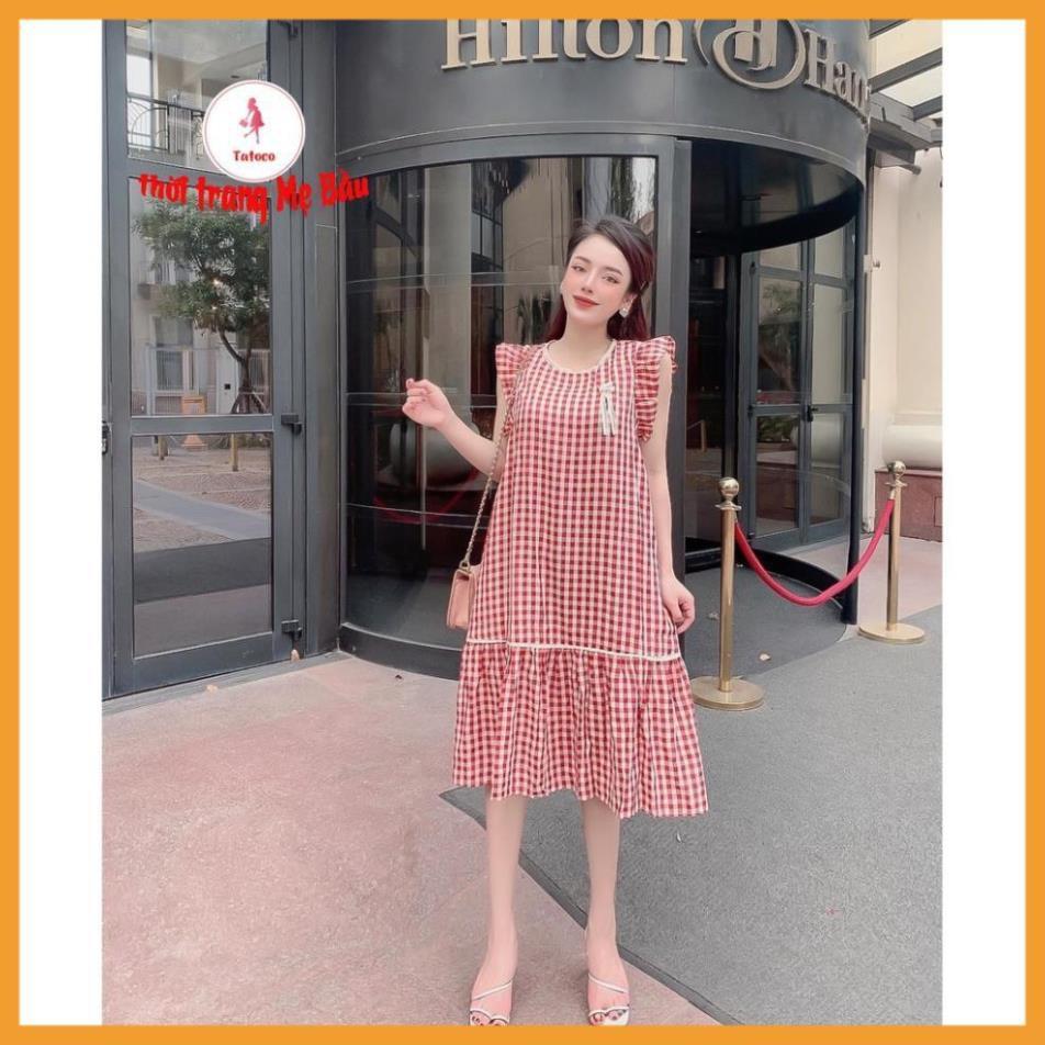 Váy bầu mùa hè caro 45 -70kg. New 3 màu hình thật