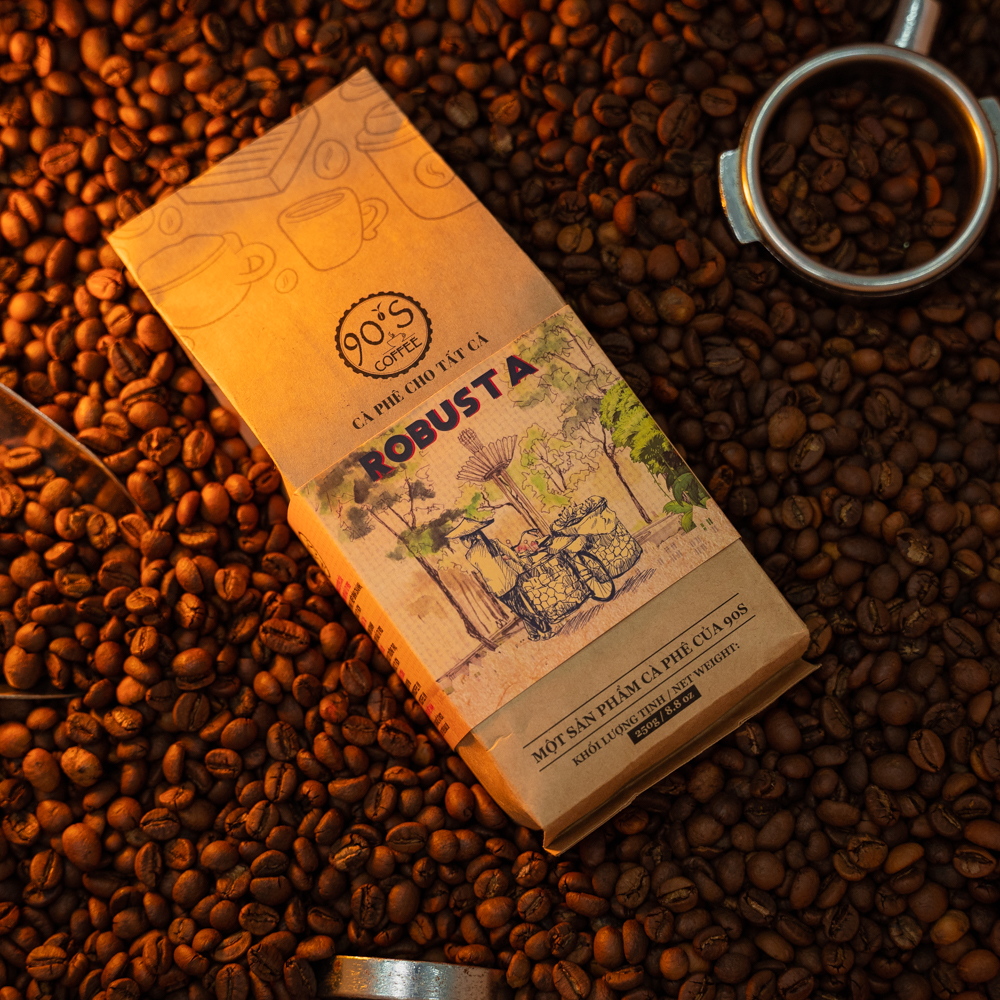 Cà Phê Robusta Rang Xay Nguyên Chất - Dạng Bột - 90S Coffee Vietnam - 100% Cà Phê Sạch Cao Cấp