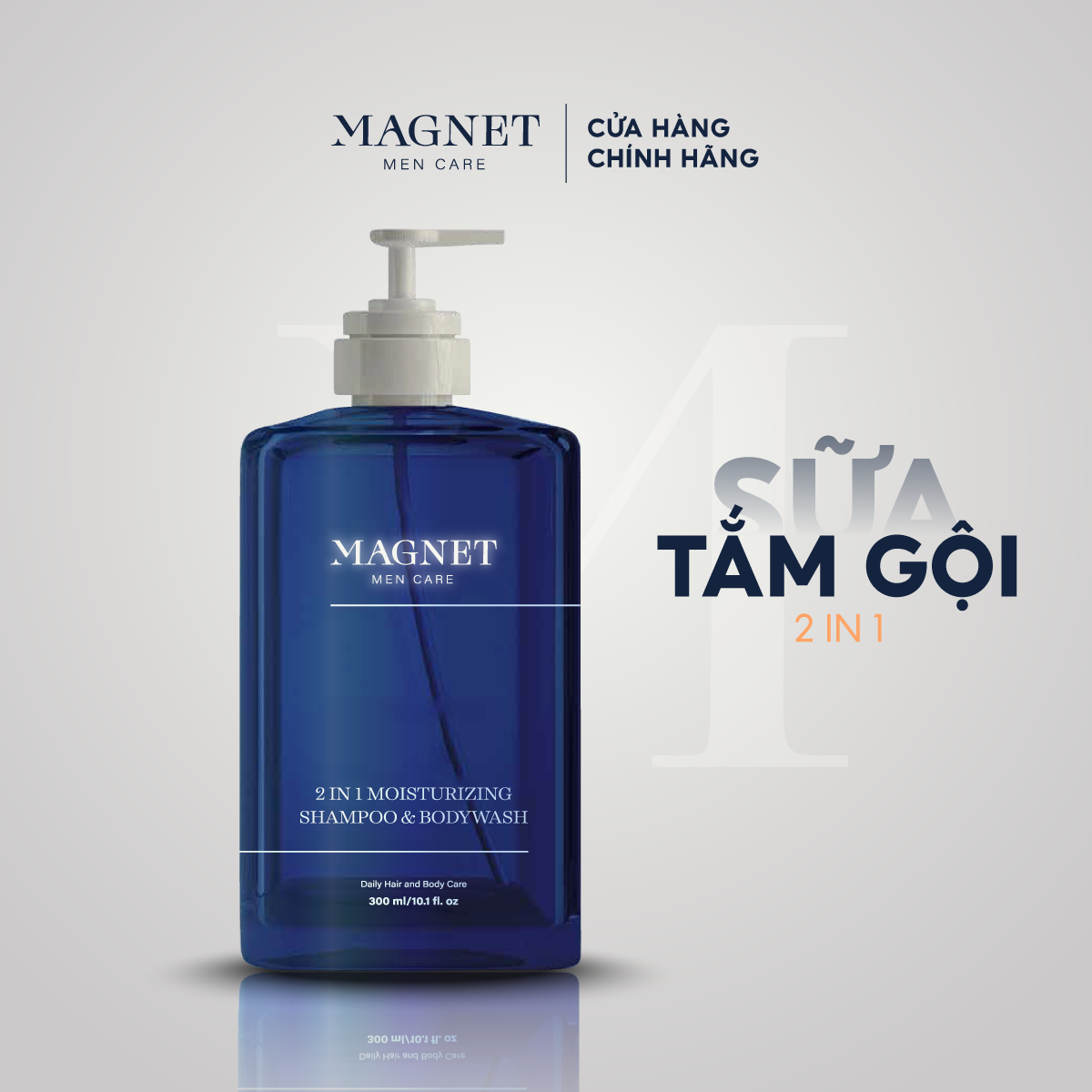 Dầu Gội Sữa Tắm Nam Hương Nước Hoa Cao Cấp 2in1 Magnet Mencare 300ML Làm Sạch Tóc Và Cơ Thể Dành Cho Nam Giới