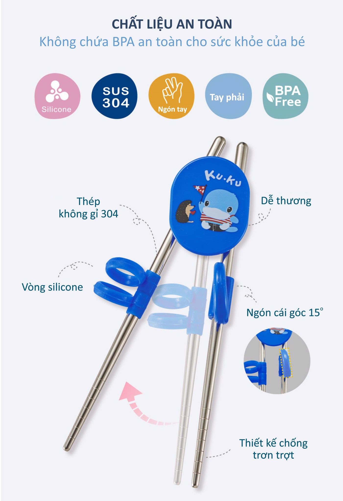 ĐŨA XỎ NGÓN CHO BÉ TẬP ĂN DẶM KUKU KU3039 - 2 YEARS UP