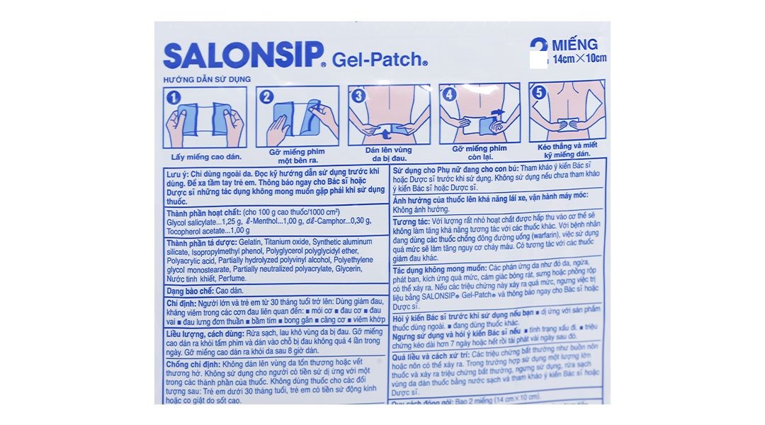 Cao Dán Salonsip Gel Patch Hỗ Trợ Giảm Đau Mỏi Cơ - Mẫu Mới Túi 3 Miếng