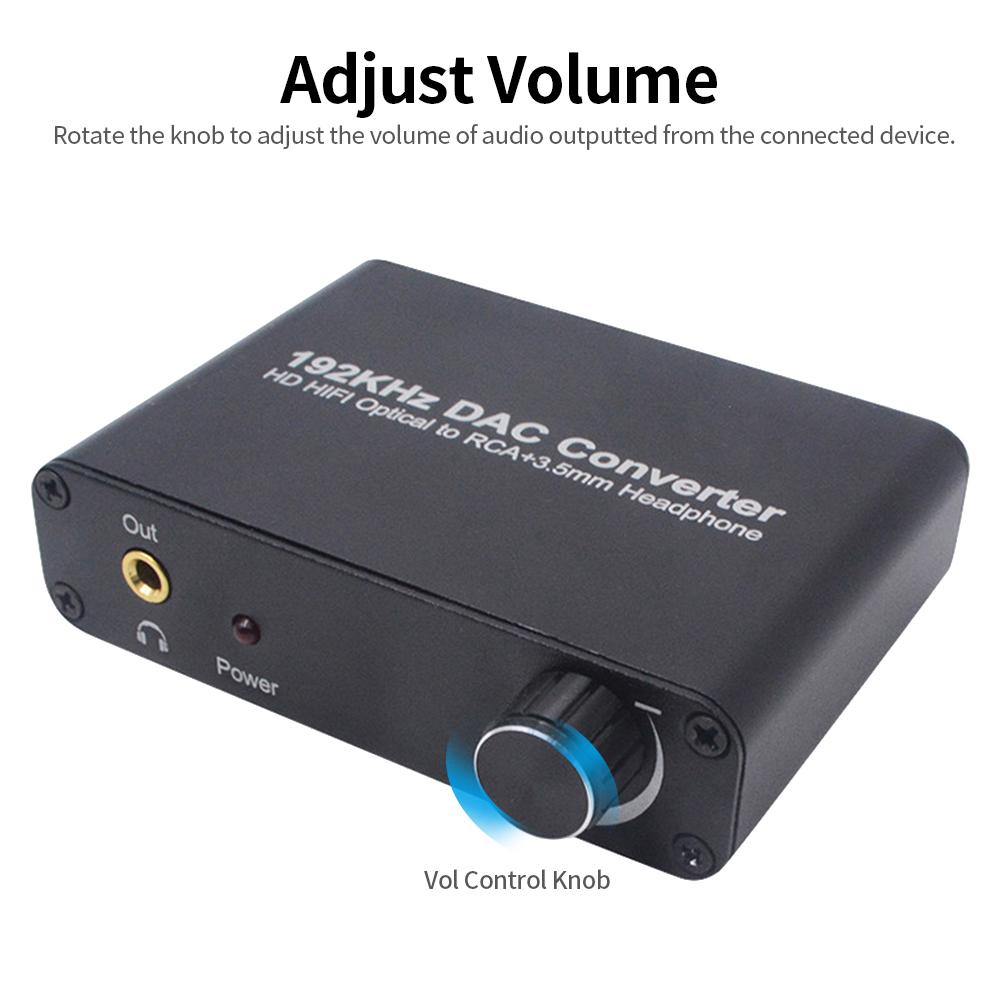 Bộ chuyển đổi Digital sang Analog, DAC 192KHz Digital Optical & Coaxial sang Analog L / R & giắc cắm 3,5mm cho HDTV Game