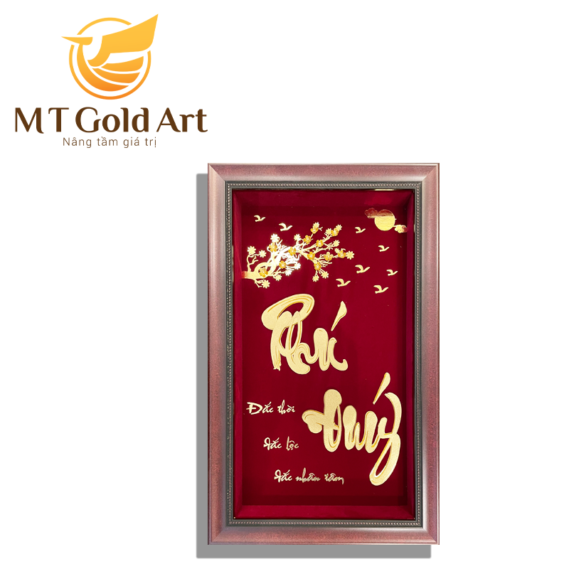 Tranh chữ Phú Quý dát vàng 24k MT Gold Art- quà tặng dành cho sếp, khách hàng, đối tác