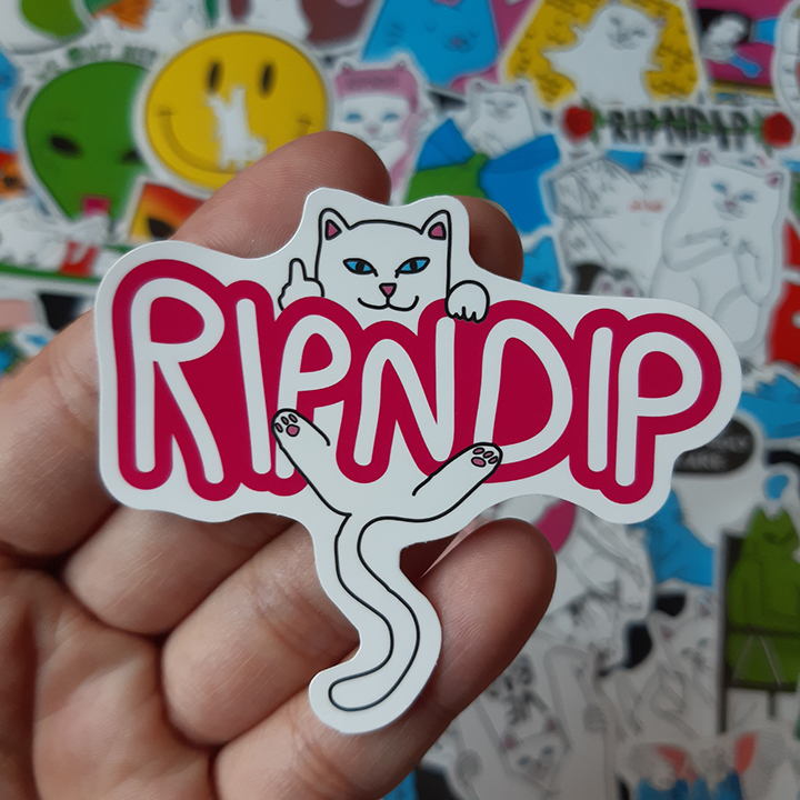 Bộ Sticker dán cao cấp chủ đề MÈO RIPNDIP - Dùng dán Xe, dán mũ bảo hiểm, dán Laptop...