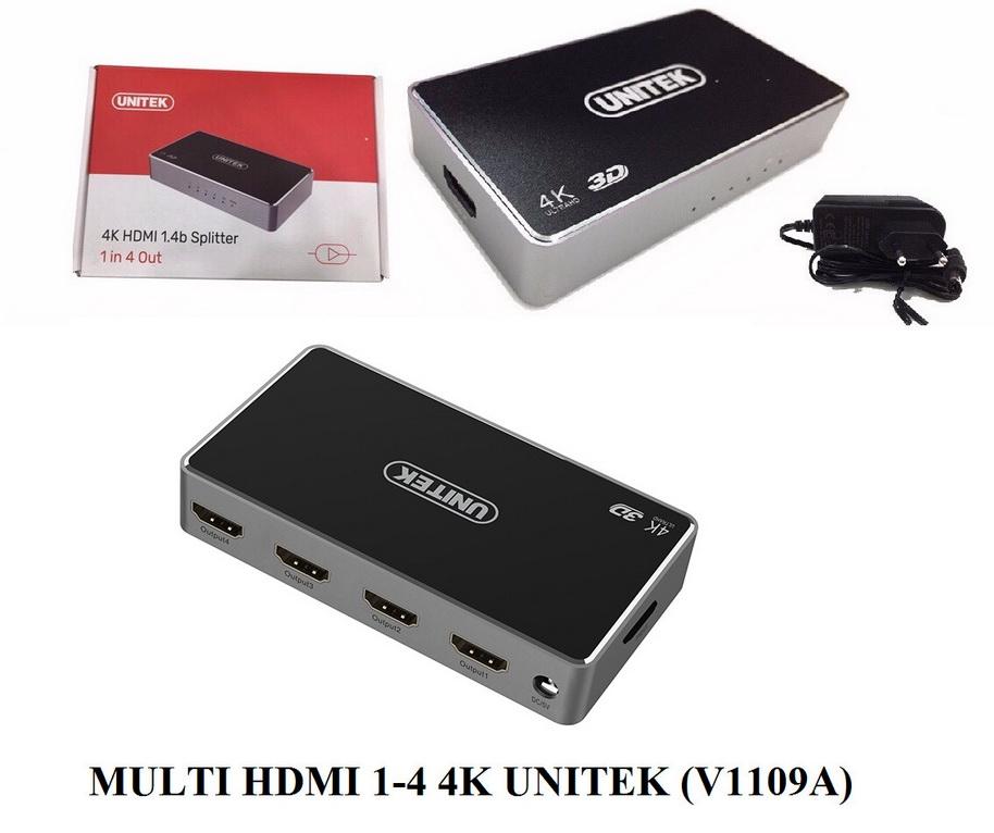 Bộ chia HDMI 4K 1 vào 4 ra chính hãng Unitek V1109A - HÀNG CHÍNH HÃNG