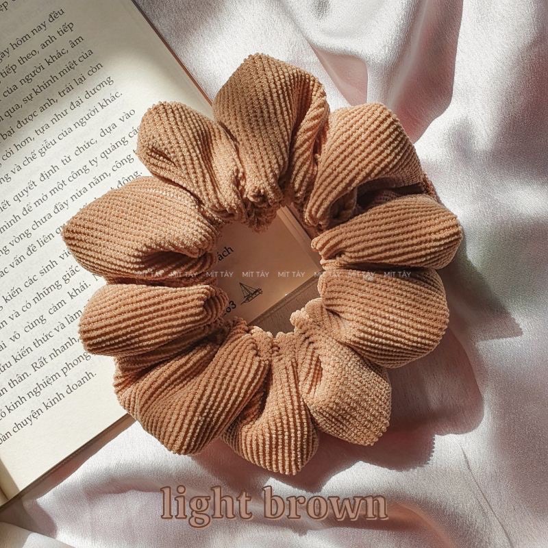 Dây Cột tóc scrunchies, buộc tóc vải nhung tăm Mít Tây Scrunchie Handmade