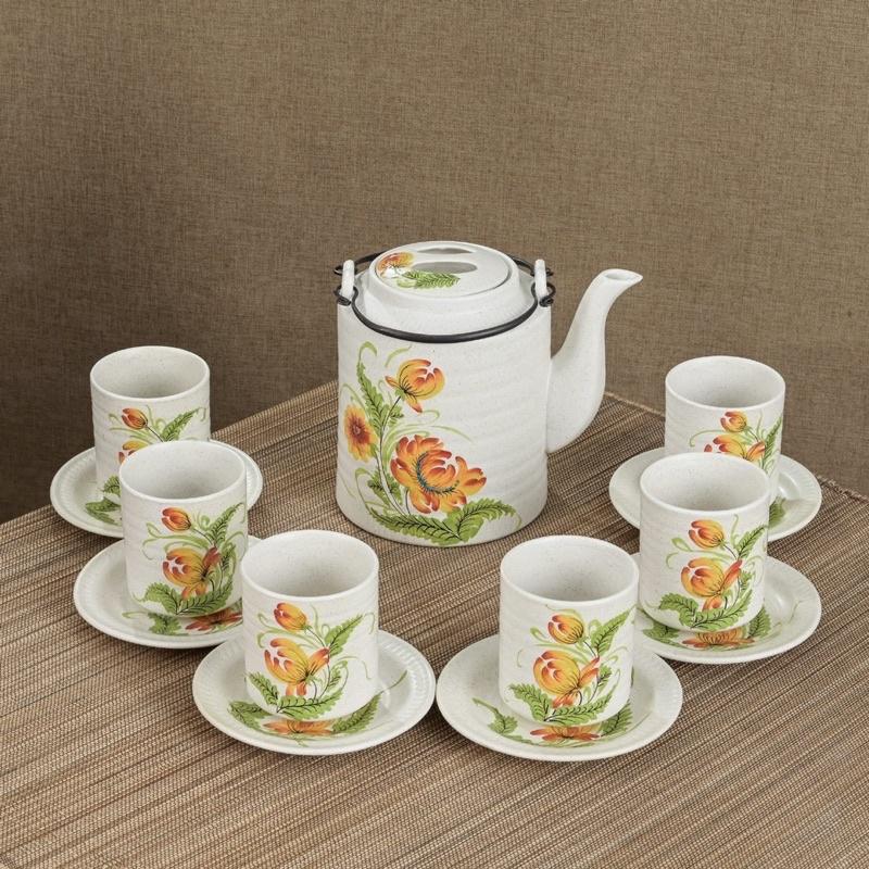 Bộ ấm tích uống trà. Gốm sứ Bát Tràng.