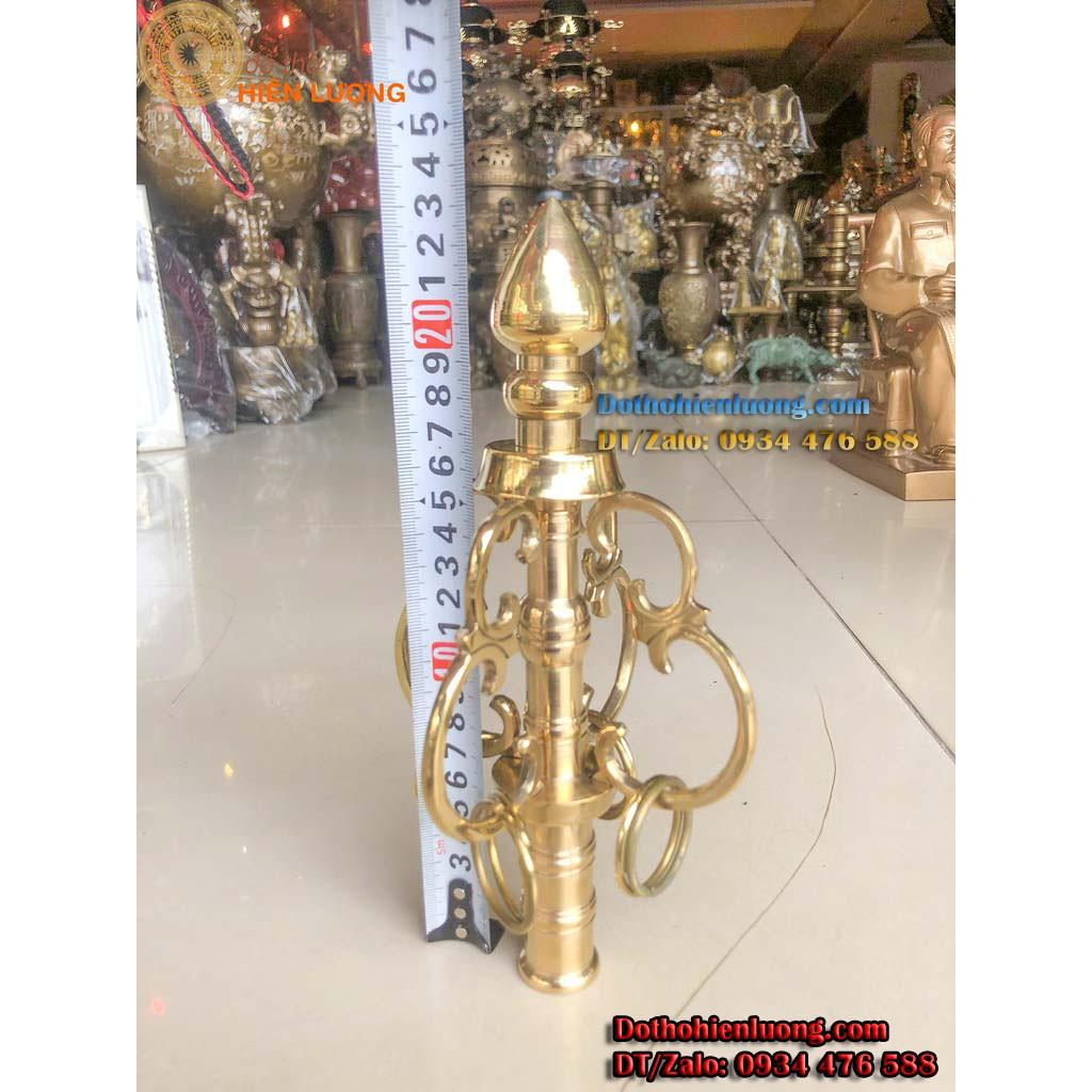 Đầu Tích Trượng Màu Vàng Bằng Đồng Phong Thủy Cao 25cm