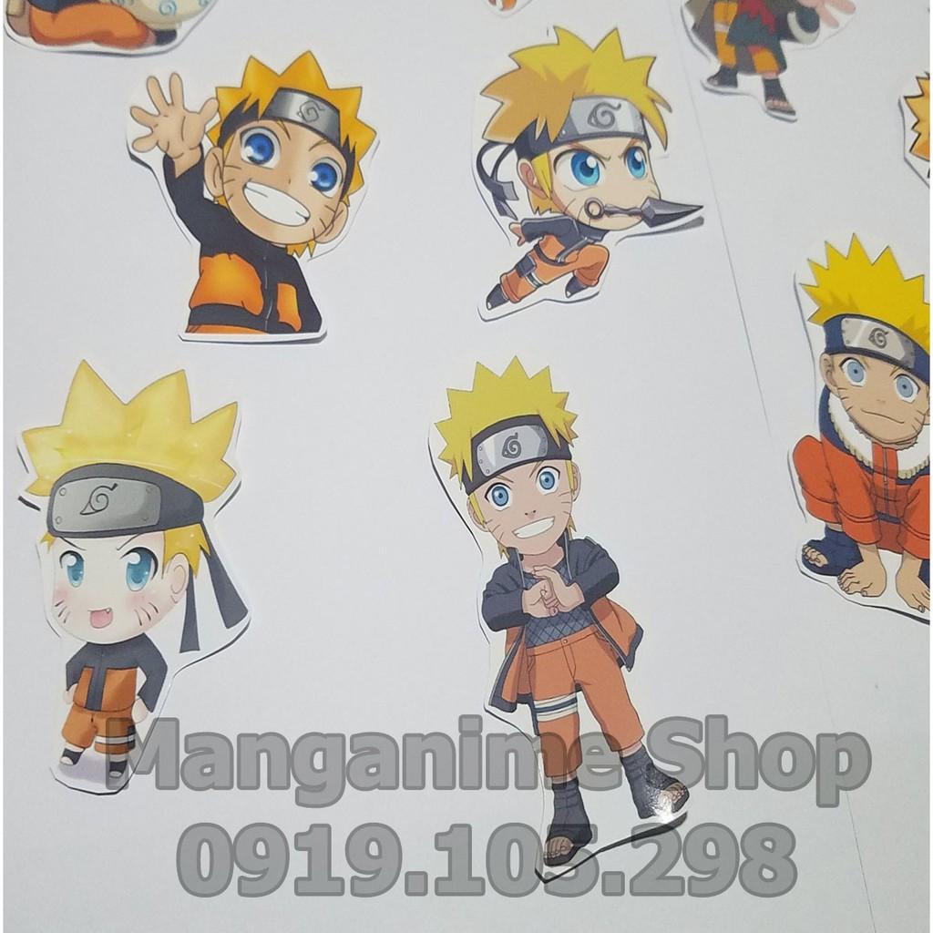 Bộ 11 sticker Naruto chibi decal bóc dán siêu cute