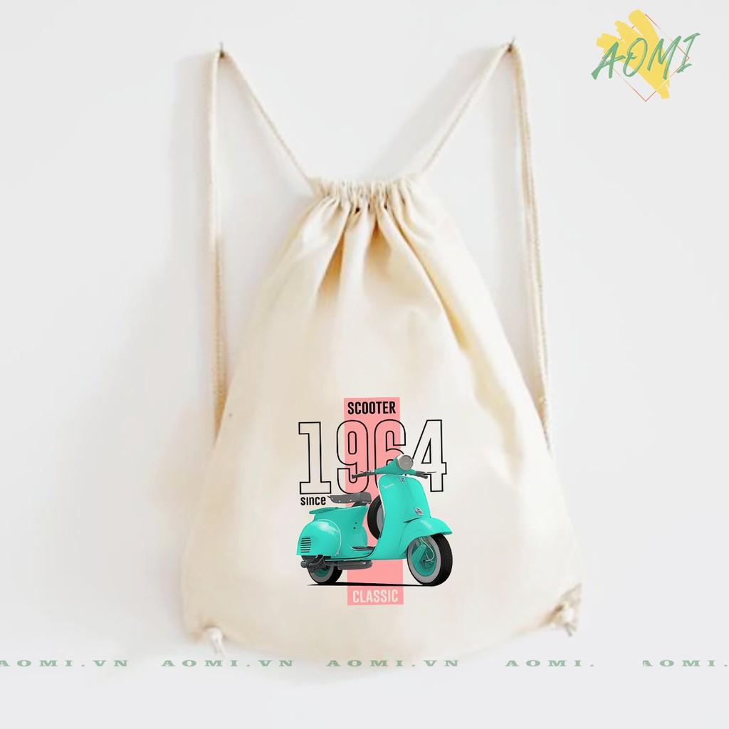 BALO VESPA MINI AOMIVN DÂY RÚT NHỎ XINH UNISEX CHẤT CANVAS THỜI TRANG CUTE XINH ĐẸP TIỆN ÍCH DẠO PHỐ DU LỊCH