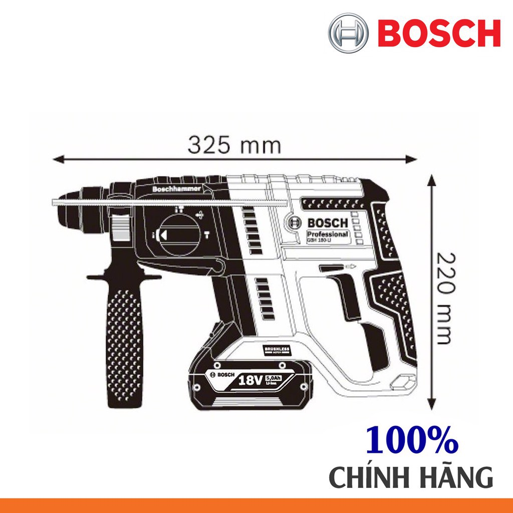 Máy khoan BT BOSCH GBH180-LI BL SOLO/06119111K0