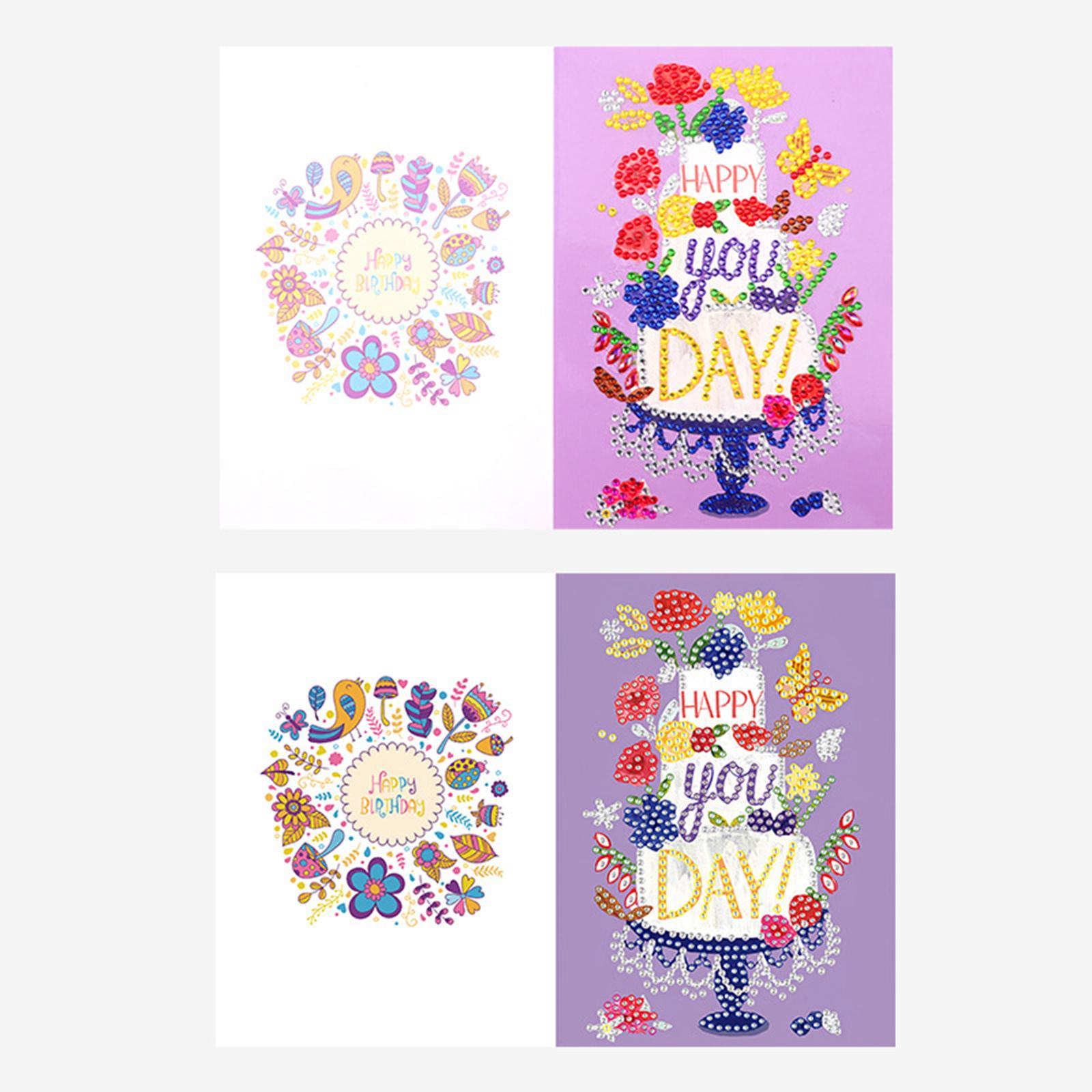 Diamond Painting Birthday Cards, Gift Card, Thank You Cards with Envelopes for Kids Adults, DIY Handmade Creative Gift for Home Decor