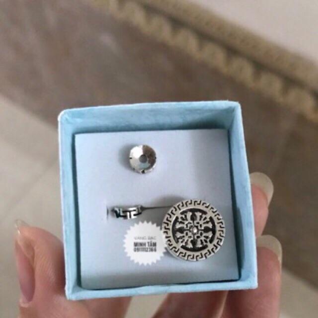 Bộ charm bánh xe pháp luân và 2 chặn bạc S925-Minh Tâm Jewelry
