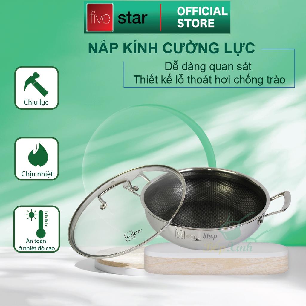 Chảo tổ ong sâu lòng 2 quai Blackcube FiveStar Plush 3 lớp đáy liền inox 304 , tặng 1 sạn inox