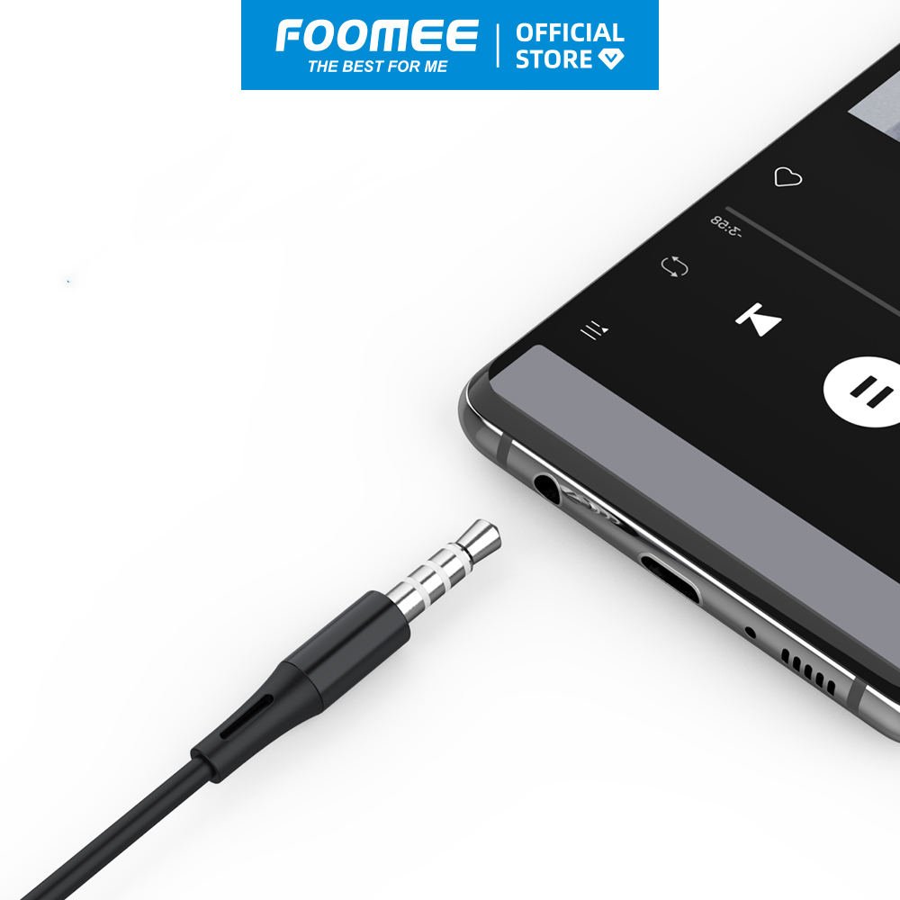 Tai nghe có dây FOOMEE QA02 - Màu Bạc/Đen Thạch Anh - Âm Thanh HiFi Đầu Cắm 3.5mm - Hàng chính hãng