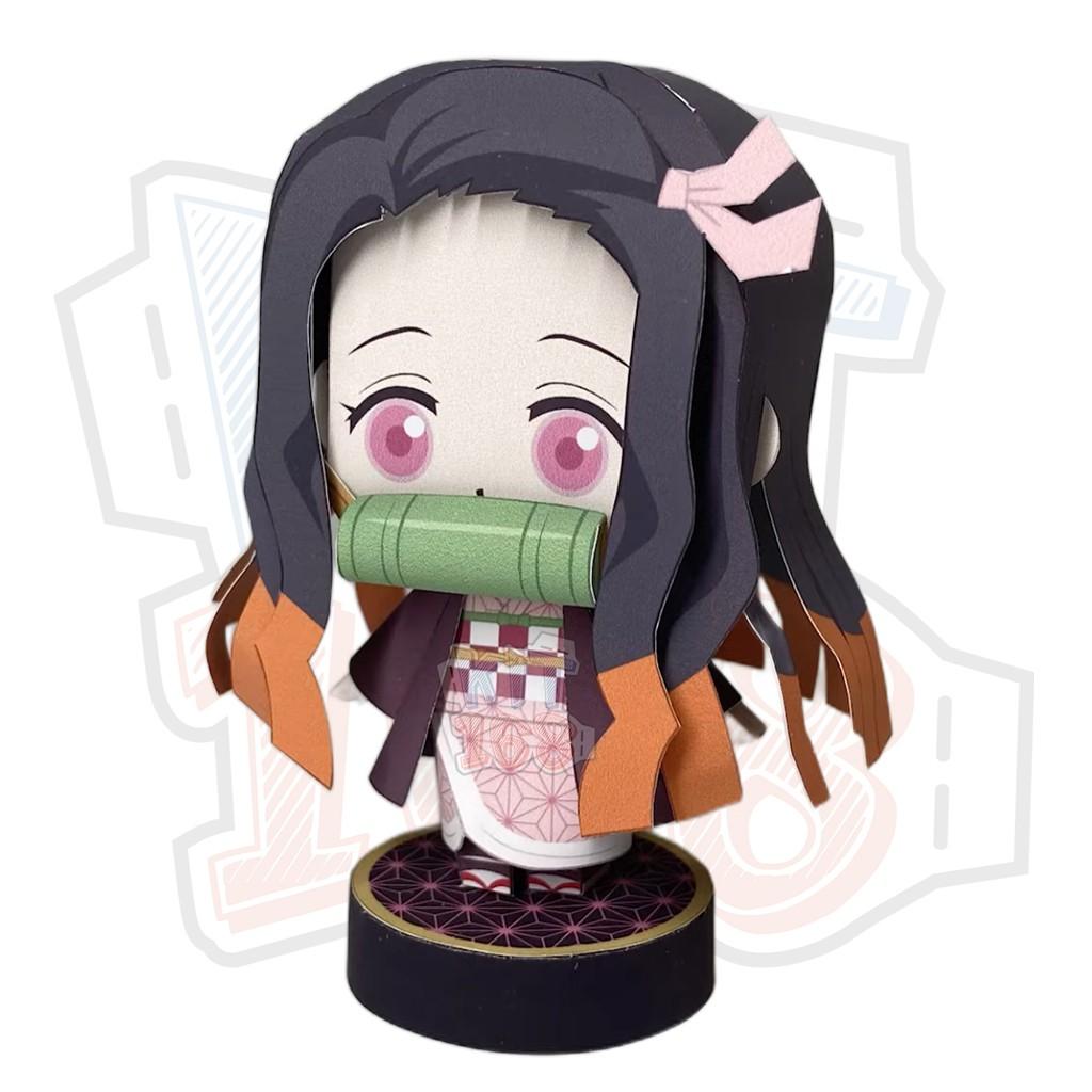 Mô hình giấy Anime Chibi Kamado Nezuko ver 5 – Demon Slayer (Kimetsu No Yaiba) + kit mô hình hộp trang trí