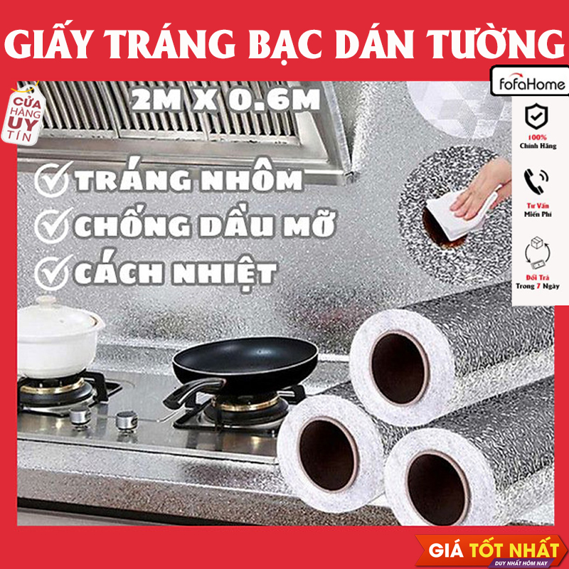 Cuộn Giấy Bạc Dán Bếp Cách Nhiệt, Miếng Decal Dán Tường Nhà Bếp Chống Thấm Bền Đẹp (Khổ 60cm)