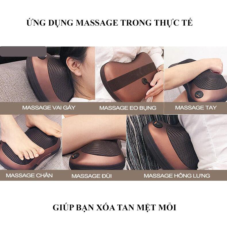 Máy mát xa lưng vai gáy, gối massage hồng ngoại trị liệu 8 bi cao cấp thế hệ mới.