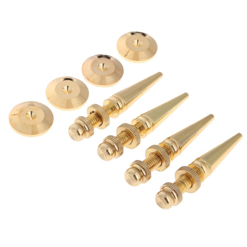 Set of 8 M8 Floor Speaker Subwoofer Stand Spikes Feet Shockproof Pads Gold