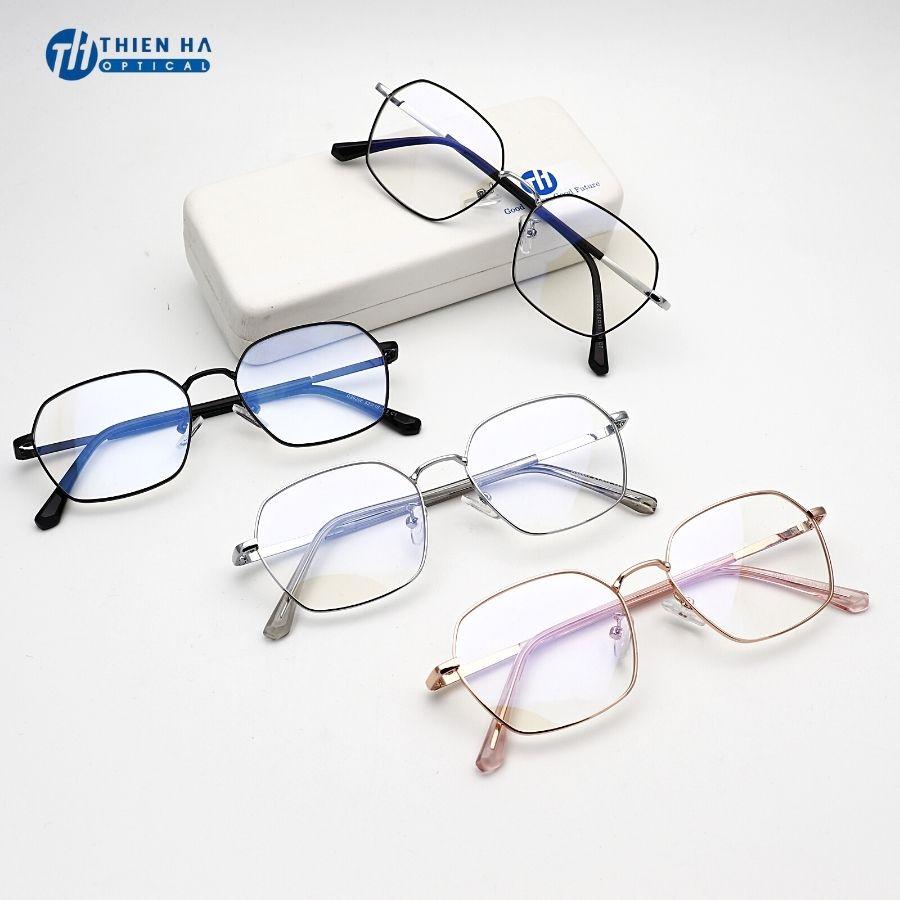 Gọng kính cận nữ kim loại dáng vuông THIÊN HÀ Optical chất liệu kim loại nhẹ càng mảnh nhiều màu dễ đeo TH72328