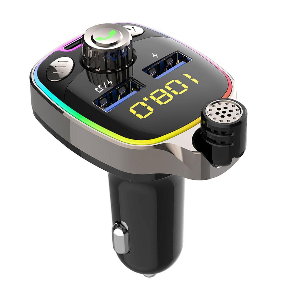 Car MP3 Music Player BT Wireless FM Transmitter Radio Adapter USB/PD Car Charger 7 Colors LED Backlit Support TF Card