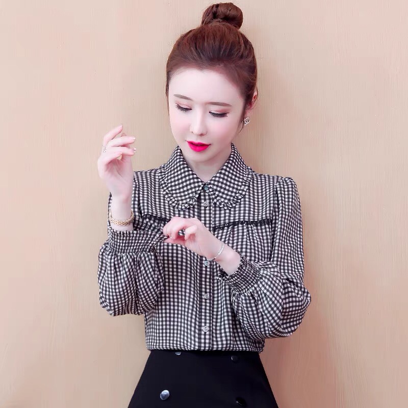 Áo sơ mi nữ  caro tay phồng