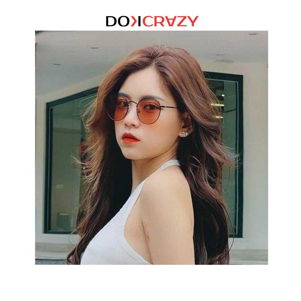 Kính mát dáng tròn cao cấp OLIVIA DOKCRAZY mắt râm phân cực phong cách thời trang nam nữ đường phố trendy gọng kim loại