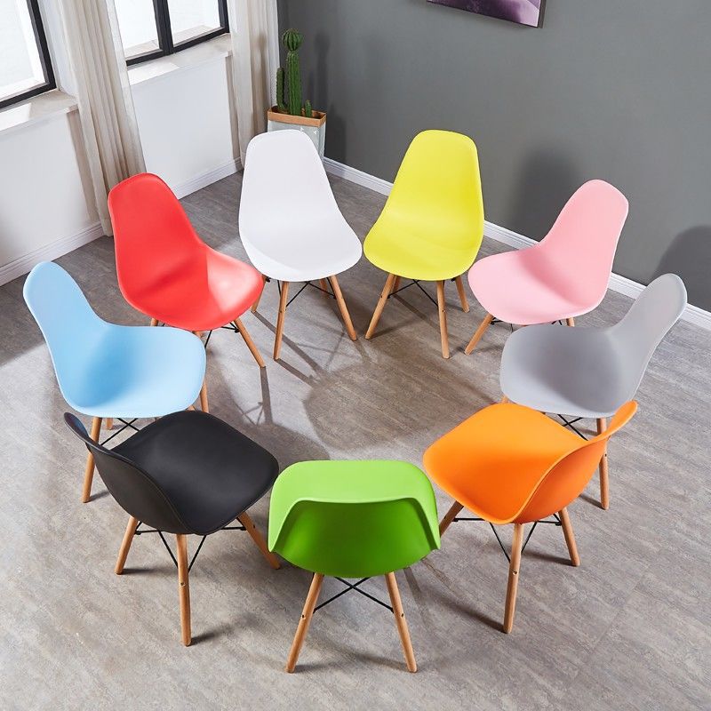 Ghế nhựa cafe chân gỗ Eames S3009, ghế trà sữa, văn phòng, ghế quán ăn