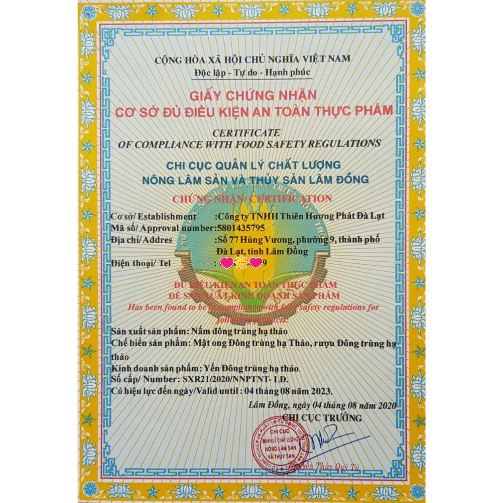 Mật ong Đông Trùng Hạ Thảo thượng hạng (hũ thuỷ tinh cao cấp 300 ml) - Thiên Hương Phát Đà Lạt