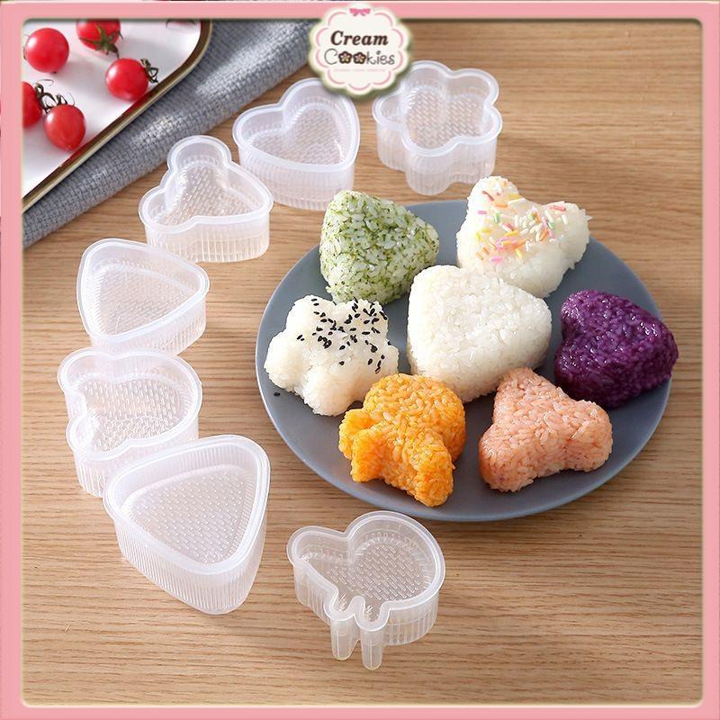 Combo 7 Khuôn Cơm Nắm Bento KÈM THÌA Nhiều Hình Xinh Xắn – Khuôn Cơm Nhựa Trong Suốt An Toàn Sức Khỏe
