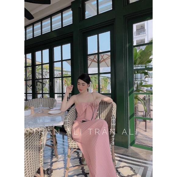 Sét áo2, dây nơ quần suông dập ly