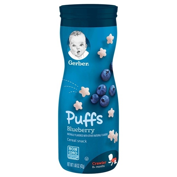 Bánh Ăn Dặm Gerber Puffs  Blueberry 42g Mỹ - Combo 2