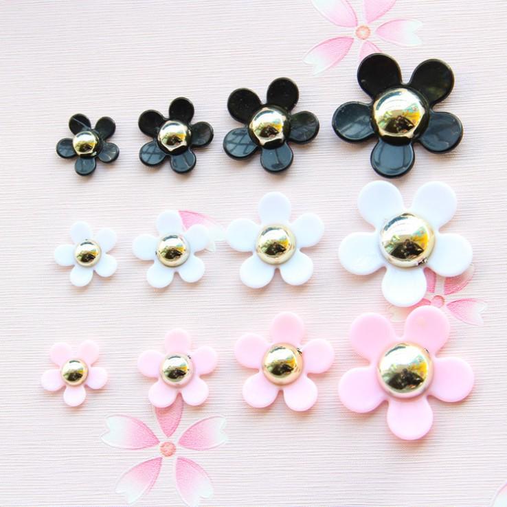 *HN* Charm cúc họa mi nhụy vàng cánh trắng-đen-hồng lớn nhỏ cho các bạn trang trí vỏ ốp điện thoại, kẹp tóc, DIY