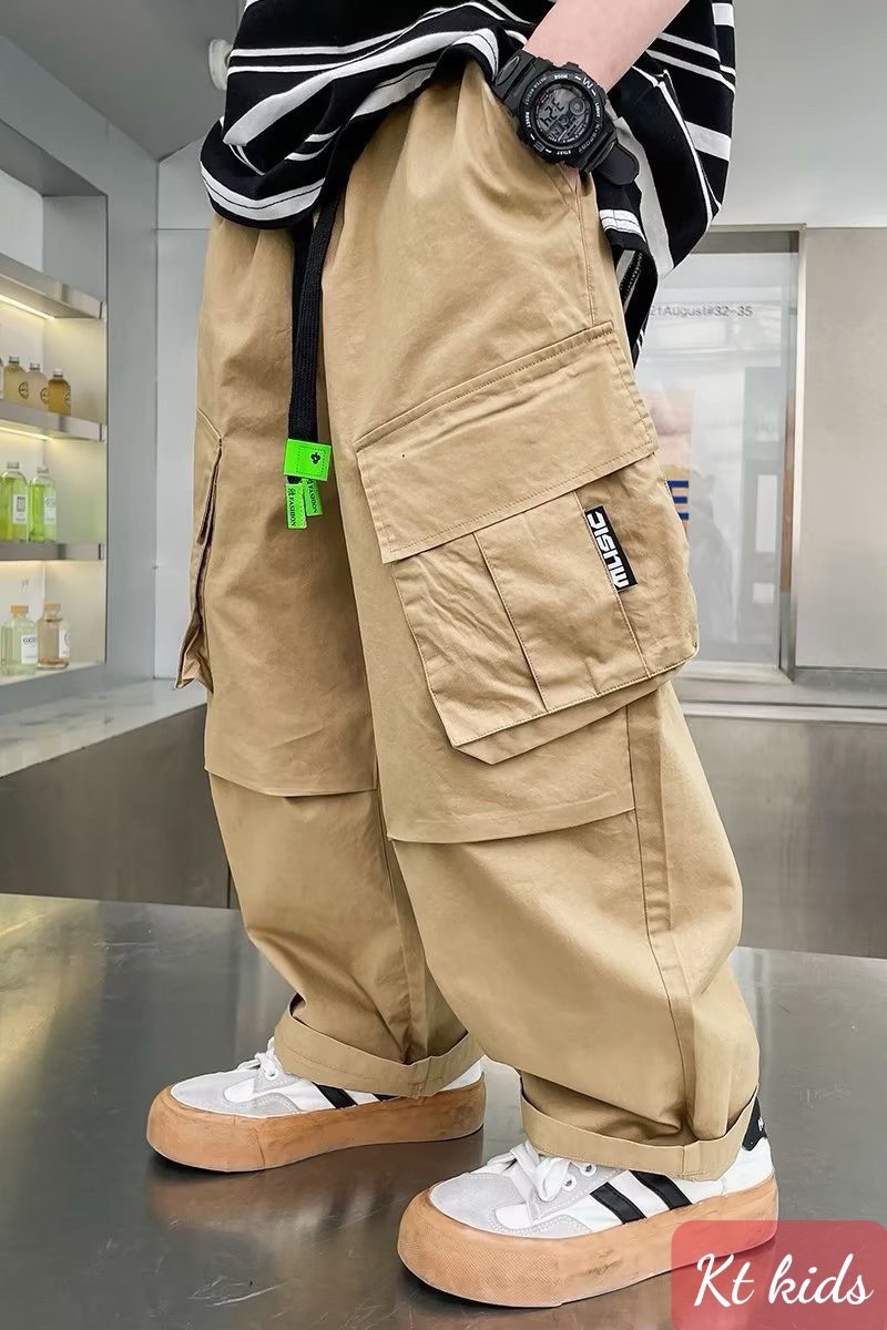 Quần túi hộp Jogger cho bé gái bé trai phối đồ đi chơi phong cách size 13-65kg chất kaki mềm mại