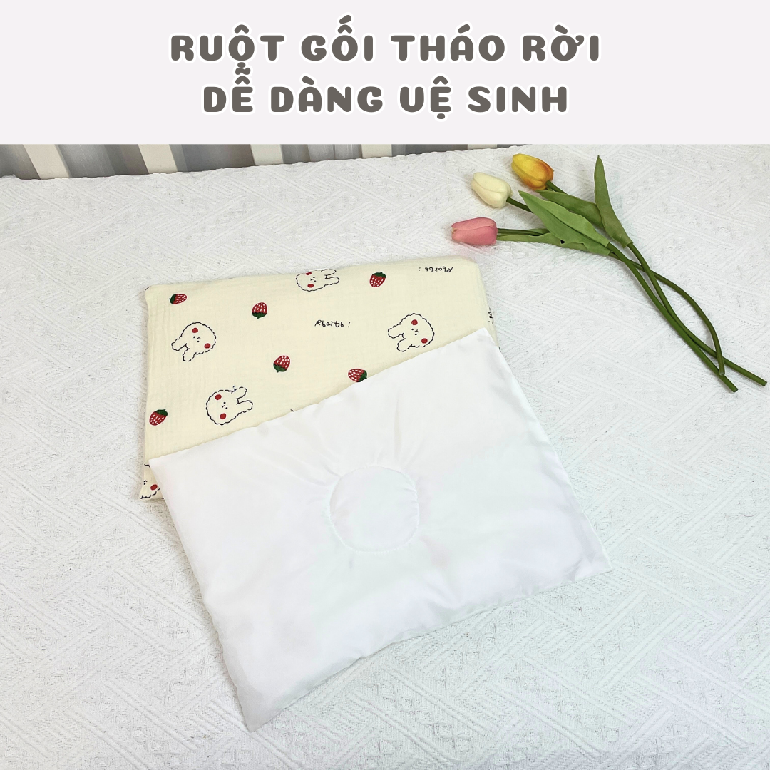 Gối Đầu Cho Bé Sơ Sinh BAFABY Vải Xô Muslin An Toàn Thấm Hút Tốt Họa Tiết Động Vật Đáng Yêu 348