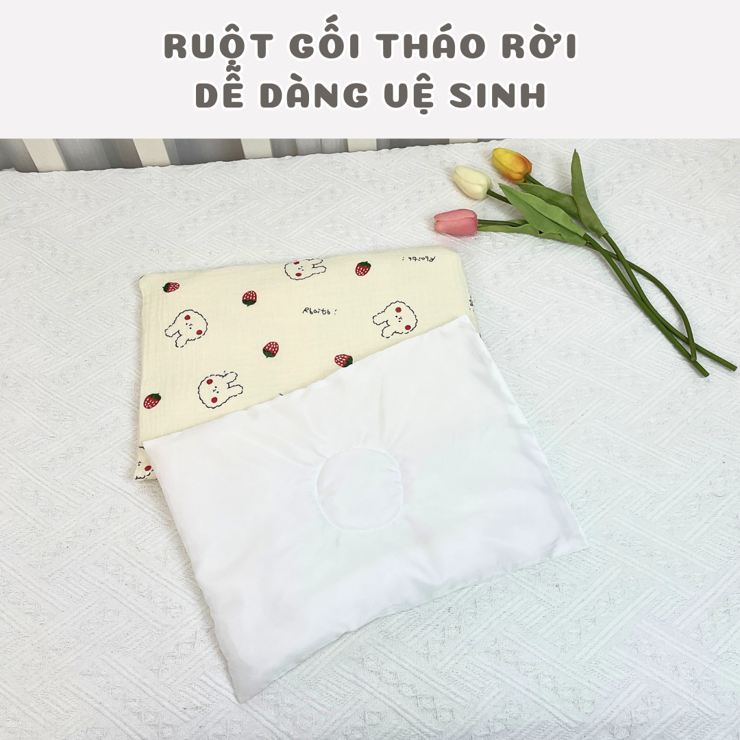 Gối Đầu Cho Bé Sơ Sinh BAFABY Vải Xô Muslin An Toàn Thấm Hút Tốt Họa Tiết Động Vật Đáng Yêu 348