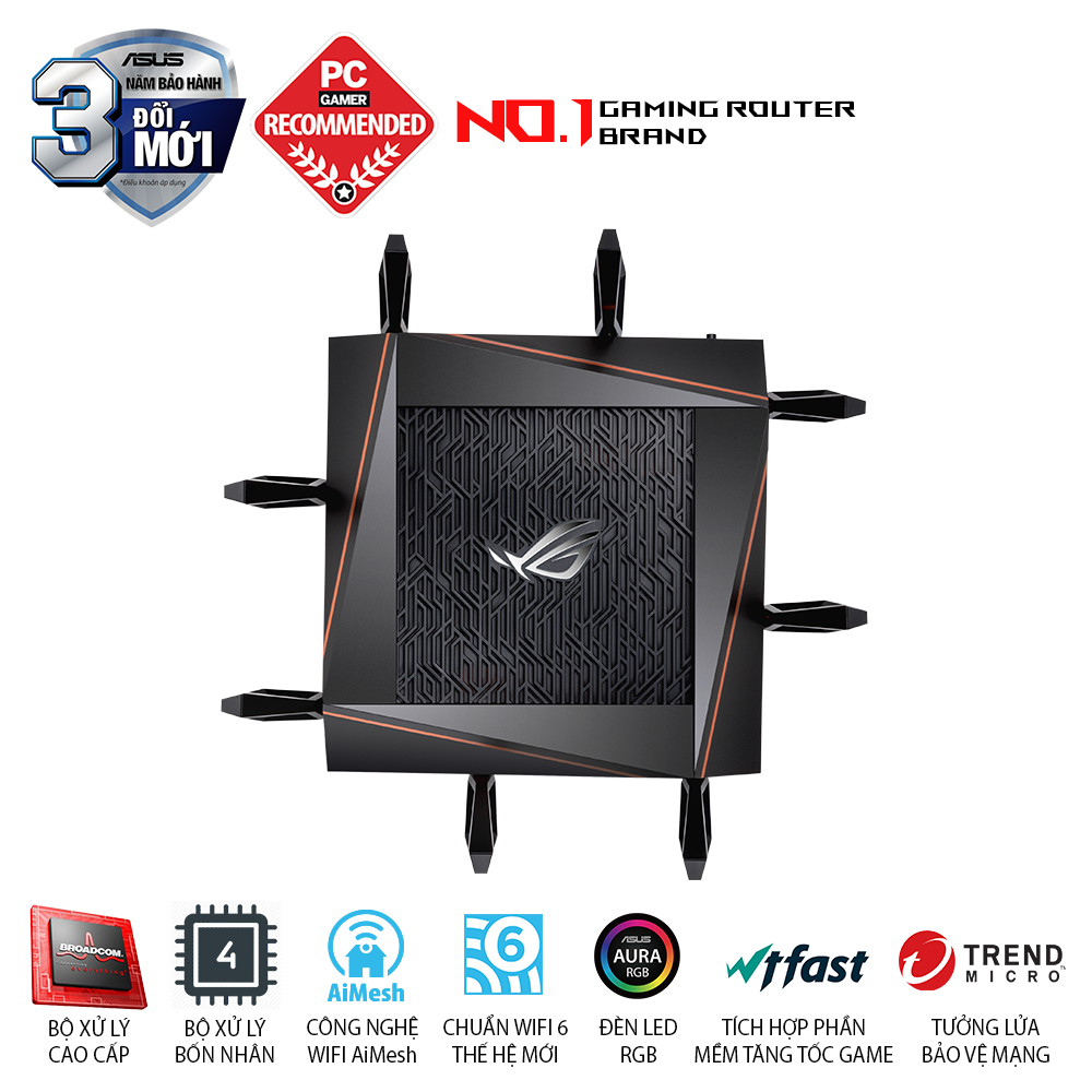 Router Wifi Băng Tần Kép ASUS GT-AX11000 - Hàng Chính Hãng