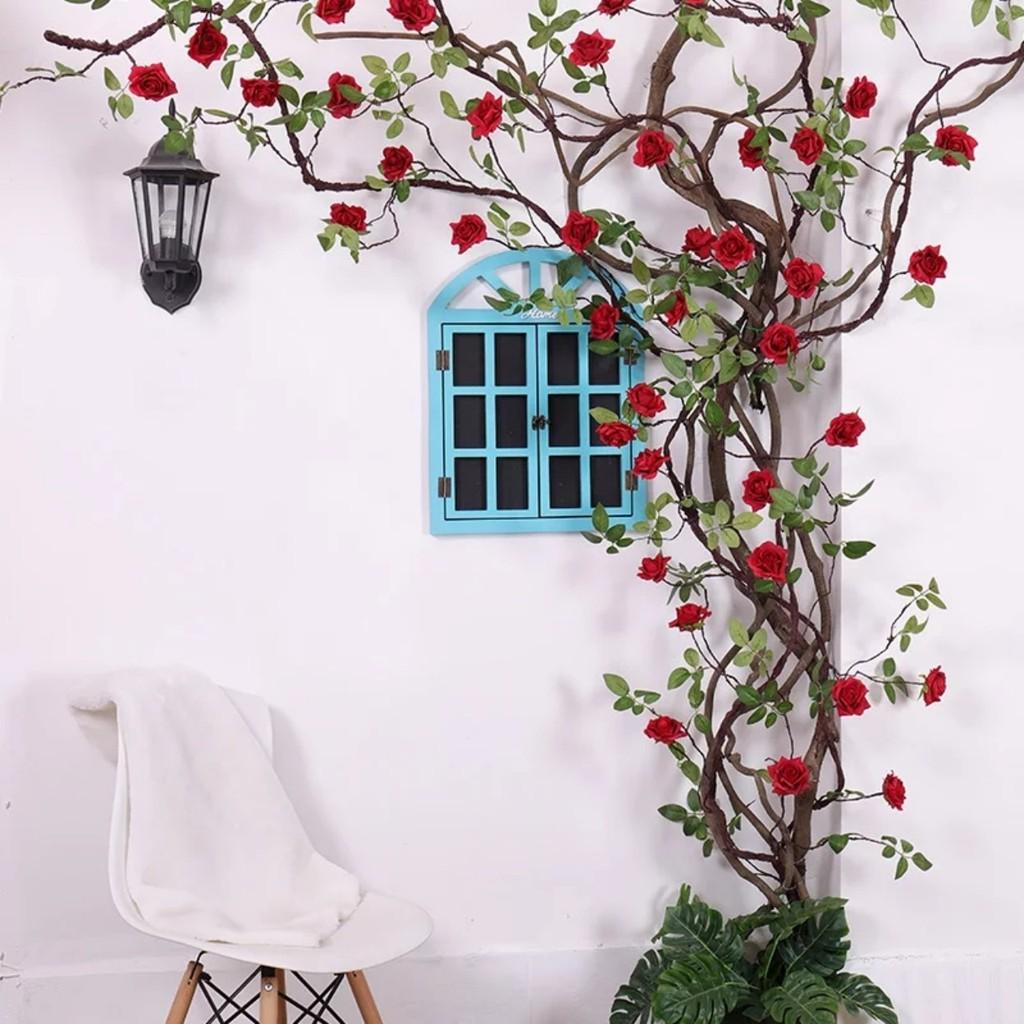 Hoa dây Leo-dây hoa hồng leo cao cấp cành dài 1m8 trang trí tường nhà, quán cafe